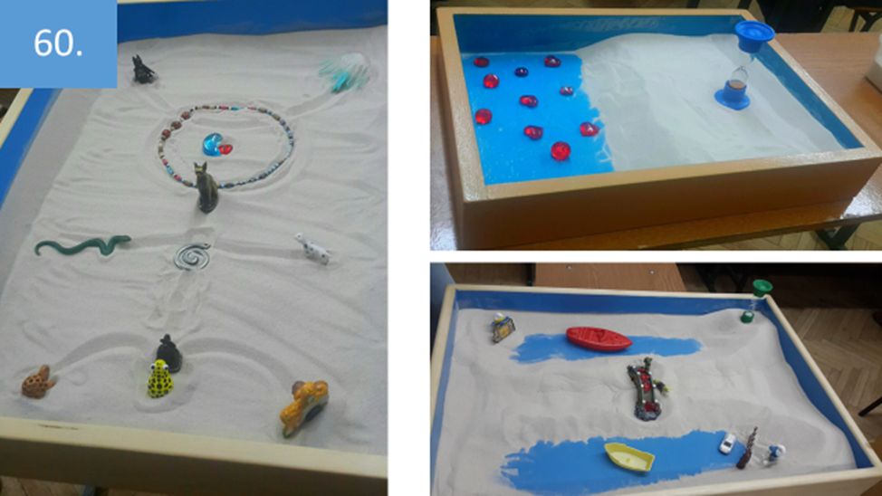 Рисунок 60. И в Китае, и в России в песочных композициях отчетливо проявляются острые переживания авторов. И работа с композициями позволяет хотя бы снизить саму остроту таких переживаний.