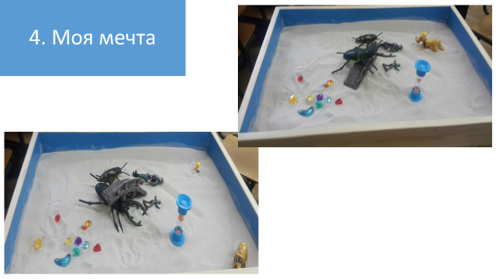 Рисунок 4. На слайде показаны этапы перестройки автором его композиции. В результате мы смогли только ослабить внутреннее напряжение. Дальнейшая работа проводилась в форме традиционных диалогов.