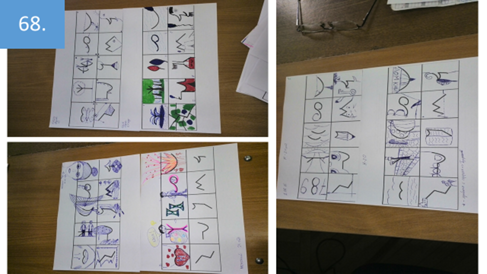 Рисунок 68. При повторном заполнении бланков тестируемые гораздо чаще используют цветные карандаши, ручки, фломастеры.