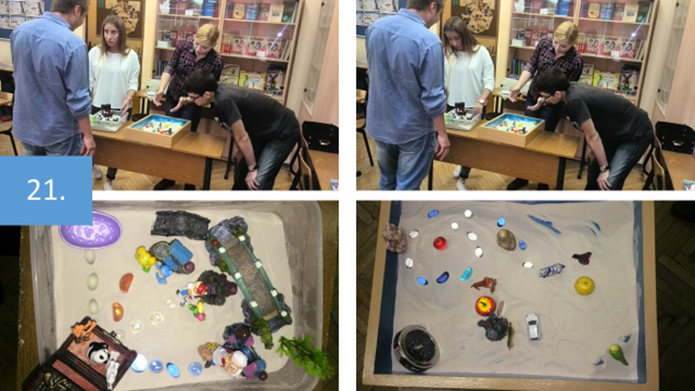 Рисунок 21.  На этом слайде показано, как нами используются различные виды песочных контейнеров.