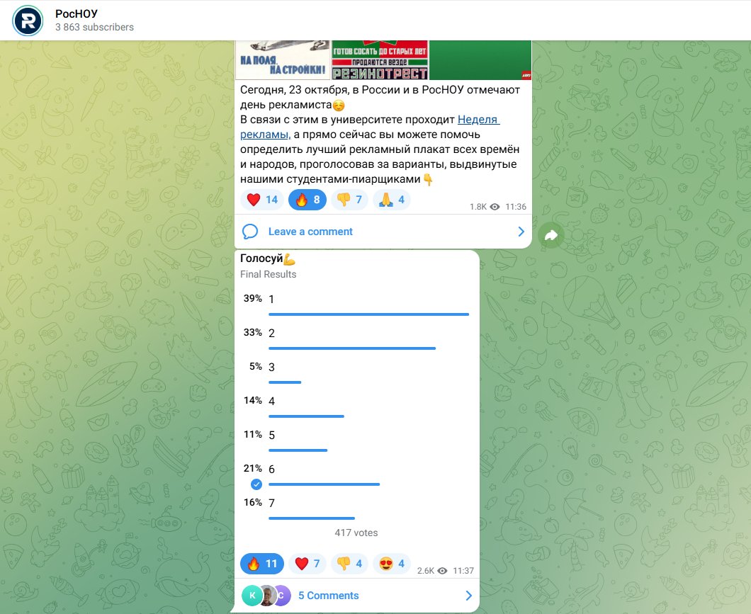 Итоги голосования в телеграм-канале РосНОУ