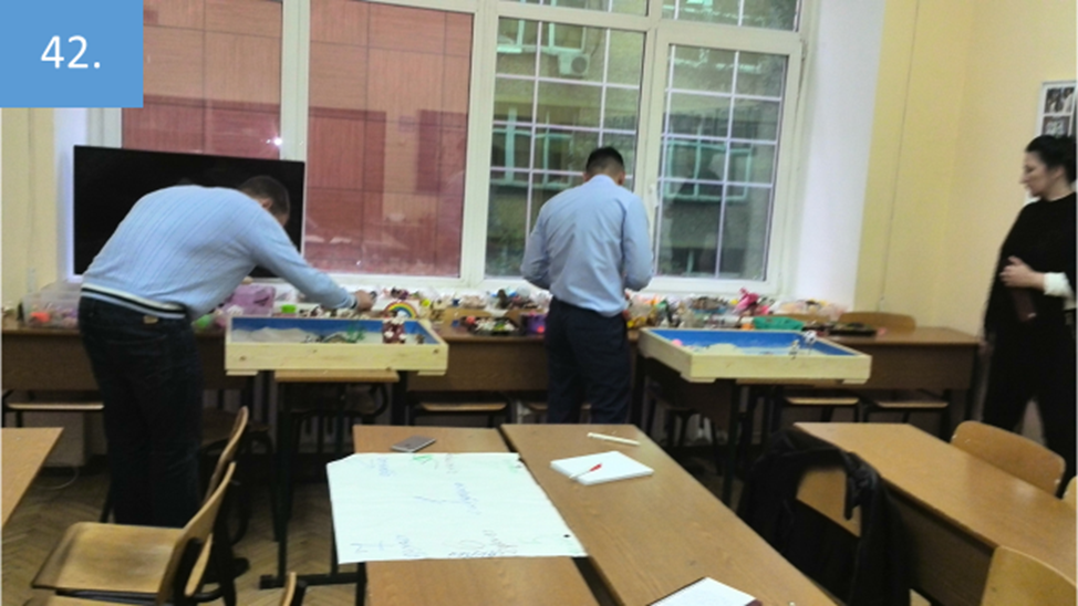 Рисунок 42. Другой признак позитивных преобразований – высокая вовлеченность участников в свою работу. При этом преобладает непроизвольное внимание, поглощенность самим процессом создания композиции. 